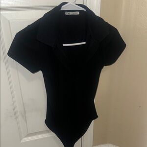 Zara collared black bodysuit